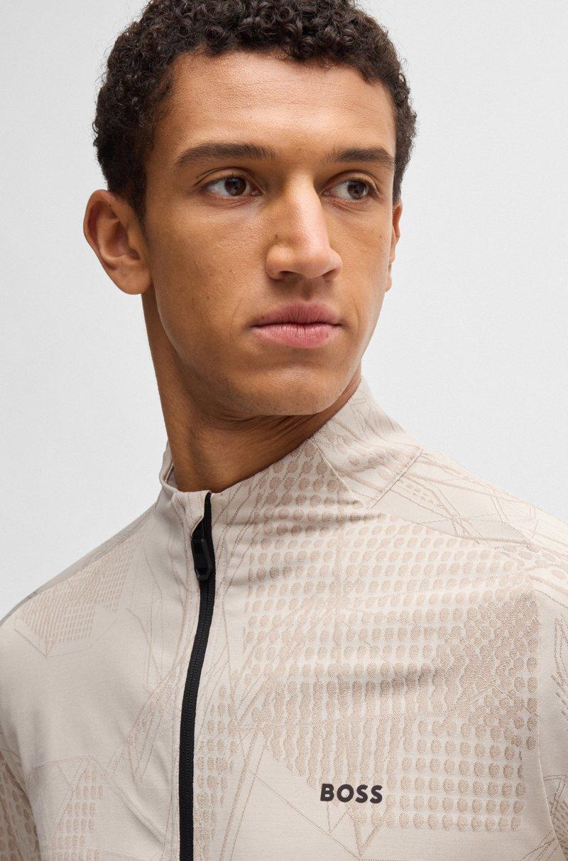 Hugo Boss Sudadera activa con cremallera y estampado dinámico de jacquard Venta caliente