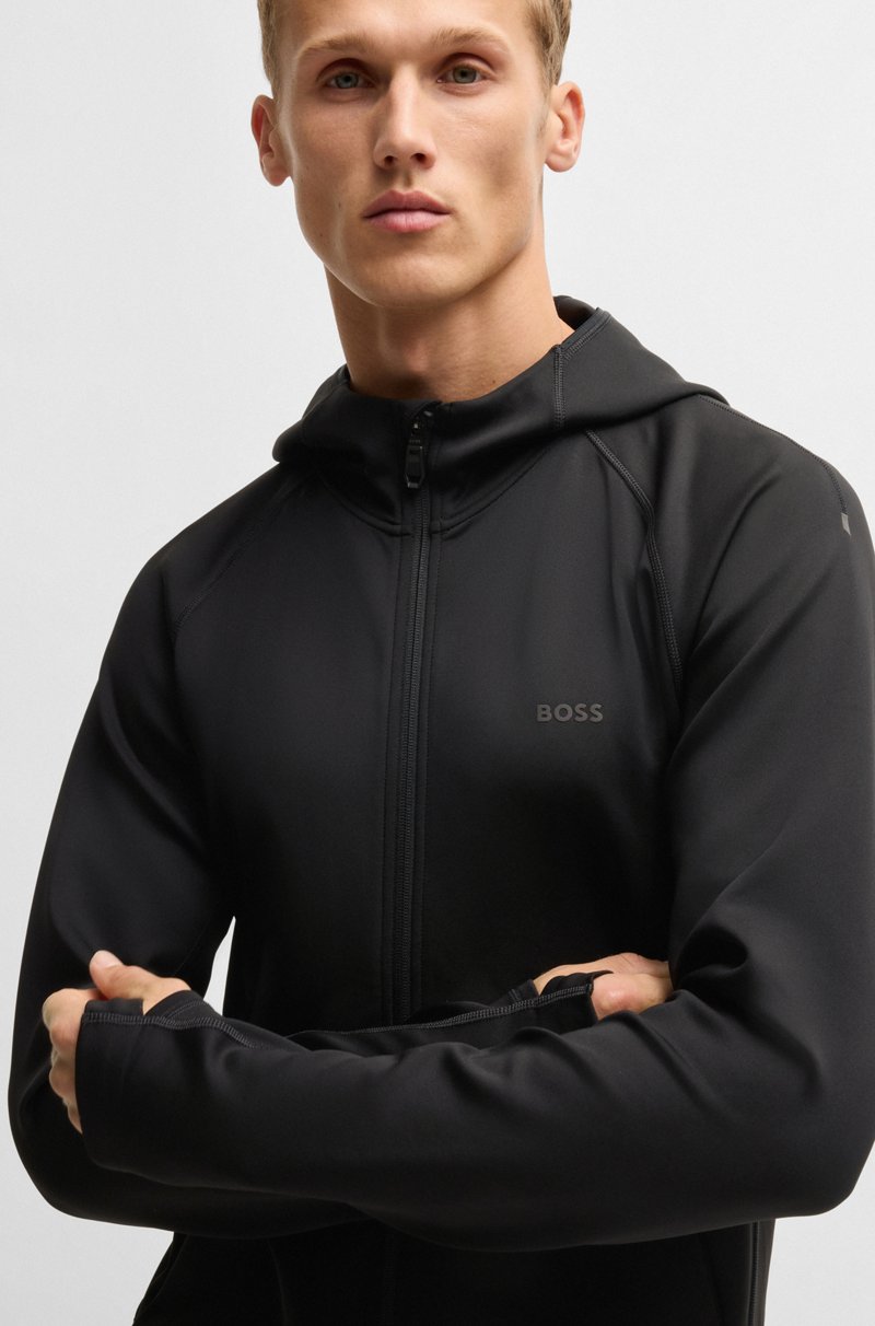 Hugo Boss Sudadera con capucha y cremallera con elástico activo y control de la humedad Últimos 2 días