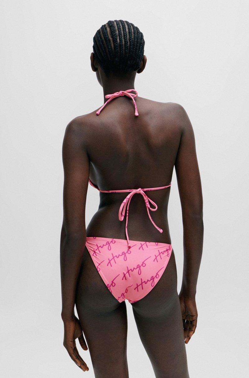 Hugo Boss Top de bikini triangular de secado rápido con logos caligrafiados Ofertas de temporada
