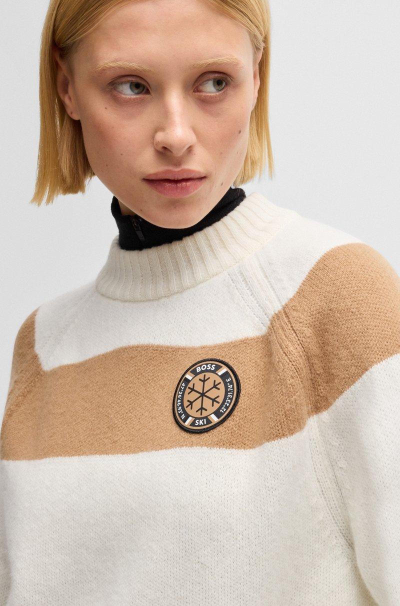 Hugo Boss Jersey BOSS Esquí de lana virgen con rayas cámel Rebajas