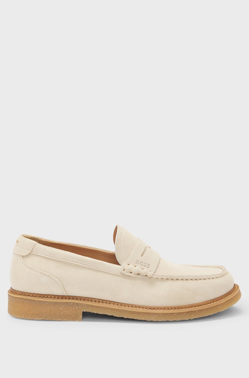Hugo Boss Mocasines de ante con suela de goma crepé En oferta