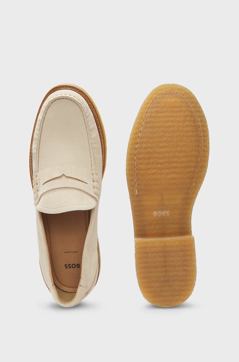 Hugo Boss Mocasines de ante con suela de goma crepé En oferta