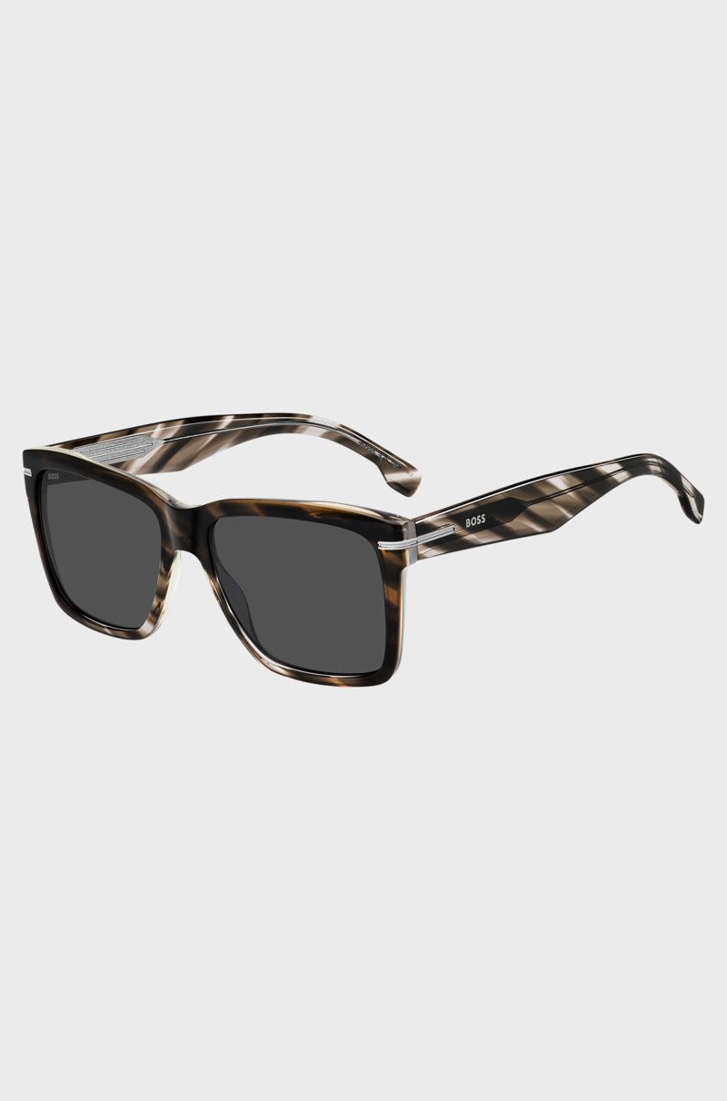 Hugo Boss Gafas de sol de acetato estampado con ribetes en tono plateado Los más vendidos