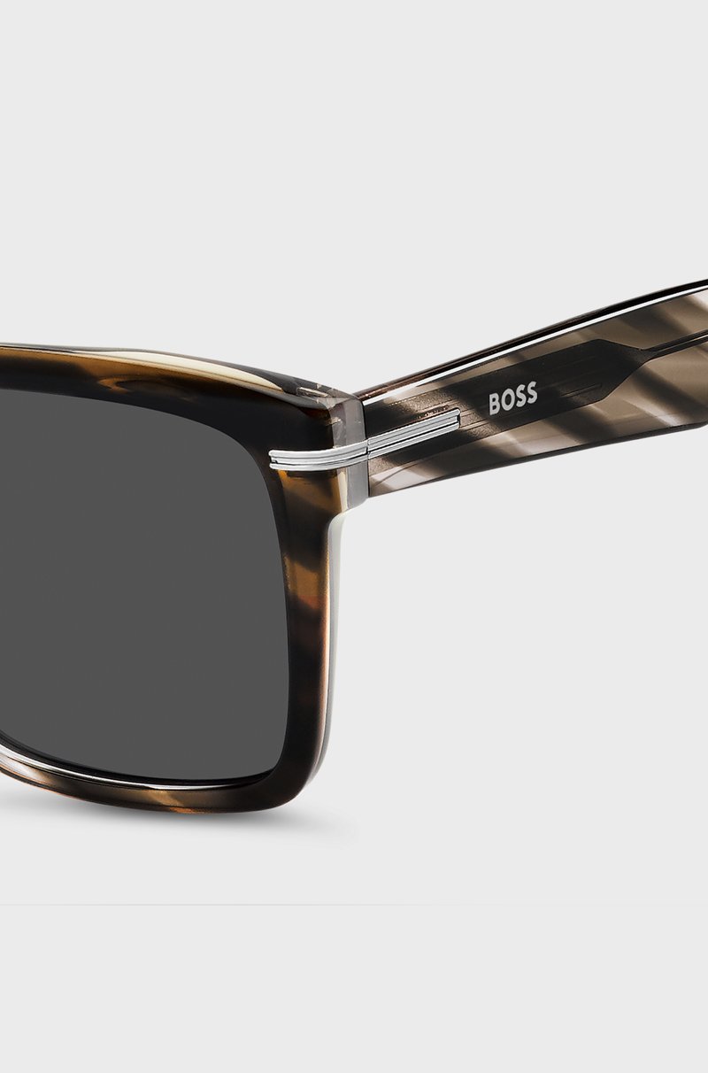 Hugo Boss Gafas de sol de acetato estampado con ribetes en tono plateado Los más vendidos