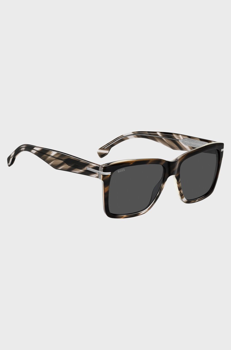 Hugo Boss Gafas de sol de acetato estampado con ribetes en tono plateado Los más vendidos