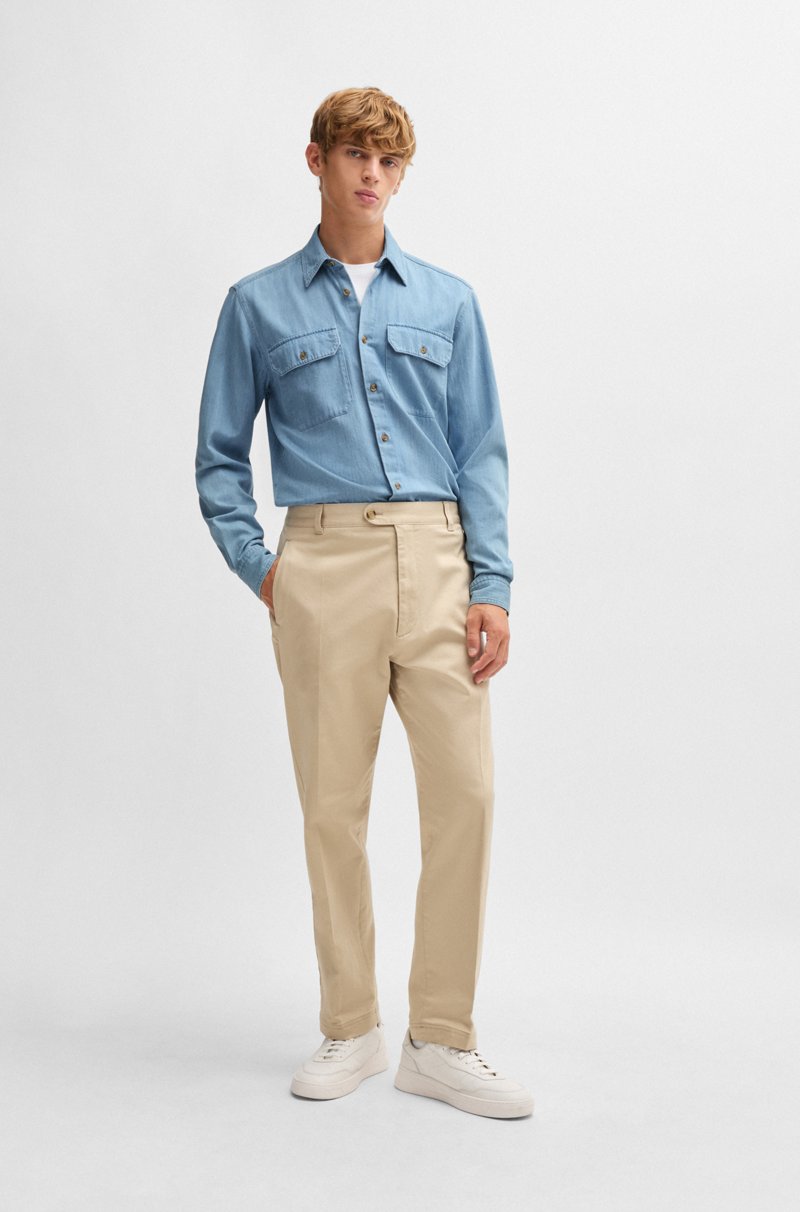 Hugo Boss Camisa regular fit en denim de algodón azul Rebajas top