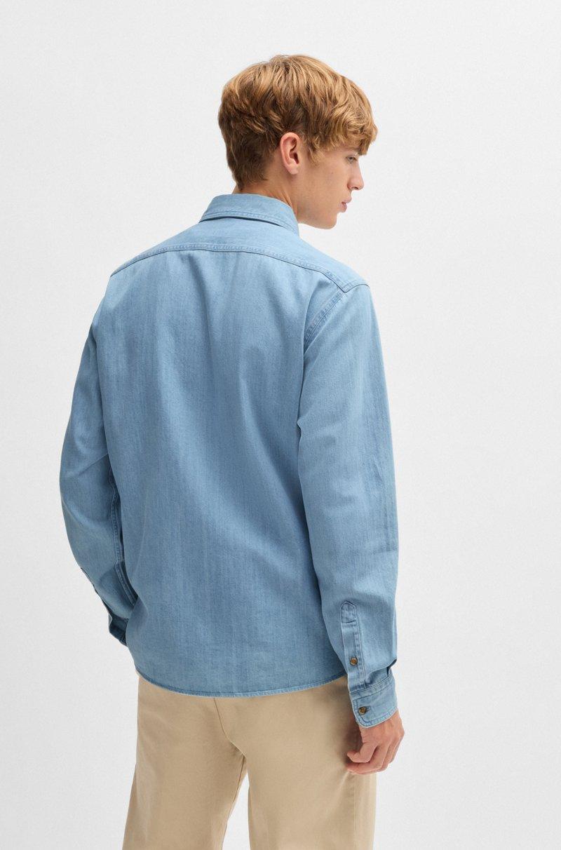 Hugo Boss Camisa regular fit en denim de algodón azul Rebajas top