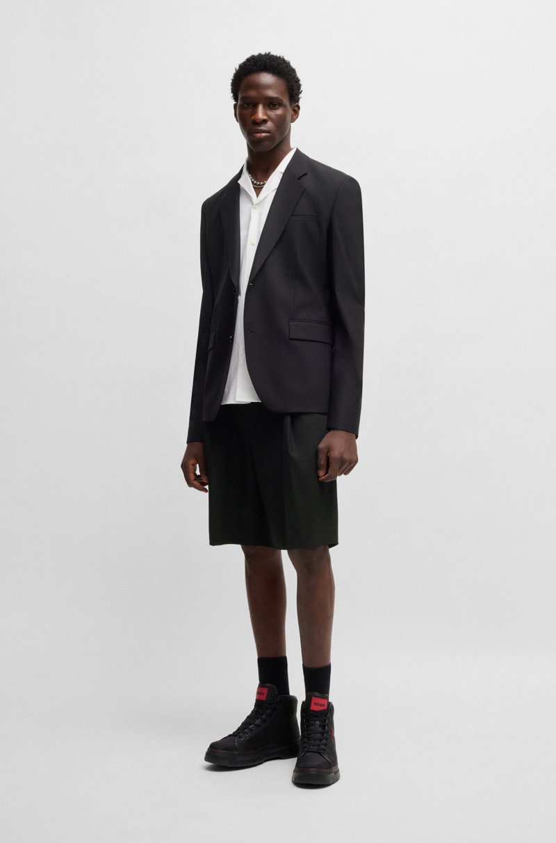 Hugo Boss Shorts de corte moderno en mezcla de lana elástica Últimos 2 días