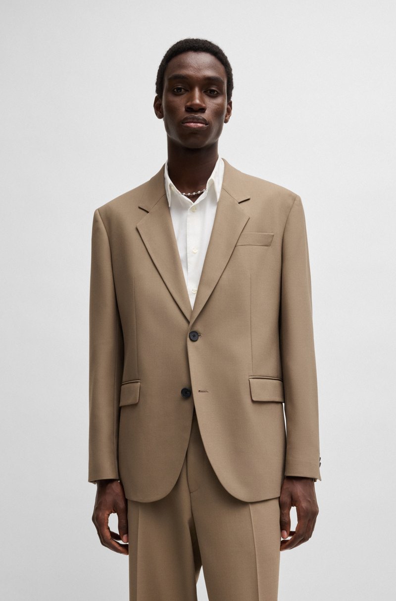 Hugo Boss Chaqueta de fit moderno en sarga elástica con forro integral Último día