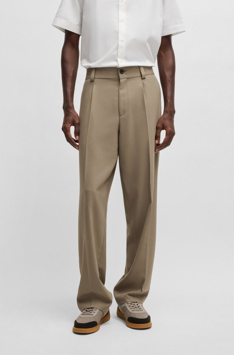 Hugo Boss Pantalones de corte moderno en sarga elástica con raya delantera Precio de fábrica