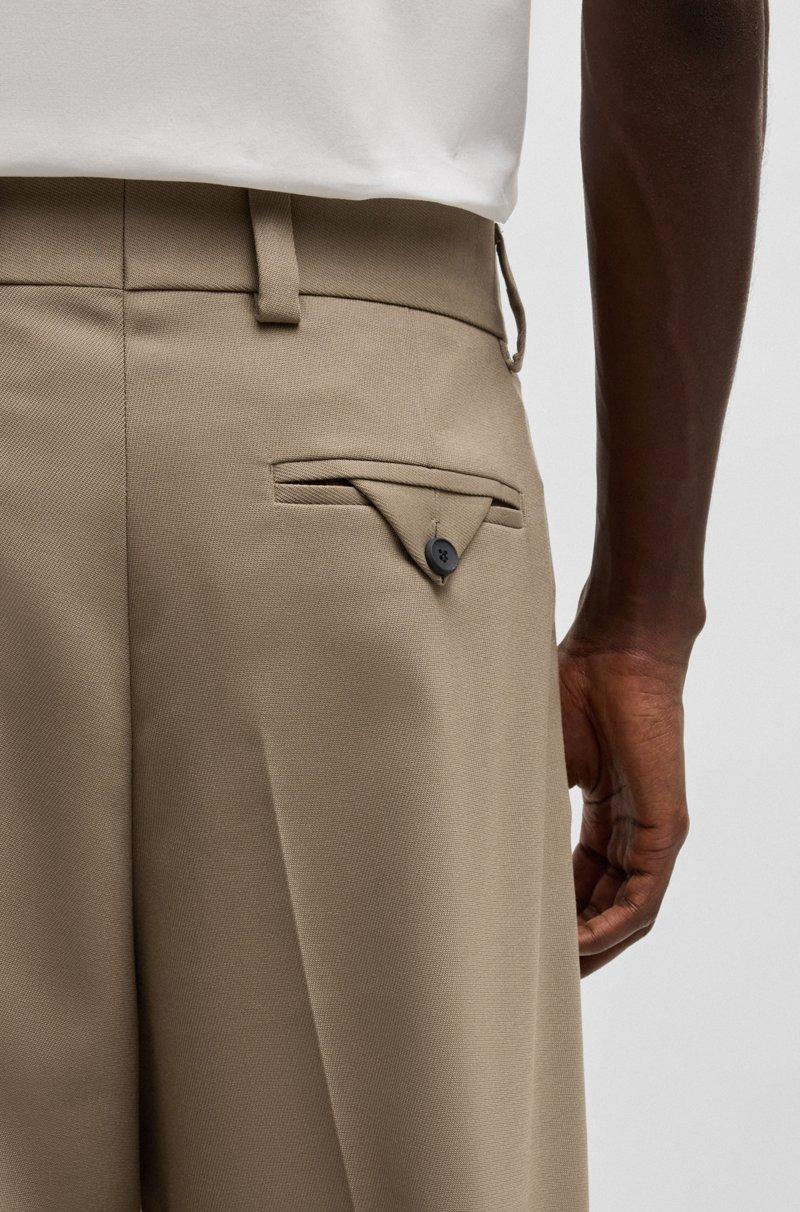 Hugo Boss Pantalones de corte moderno en sarga elástica con raya delantera Precio de fábrica