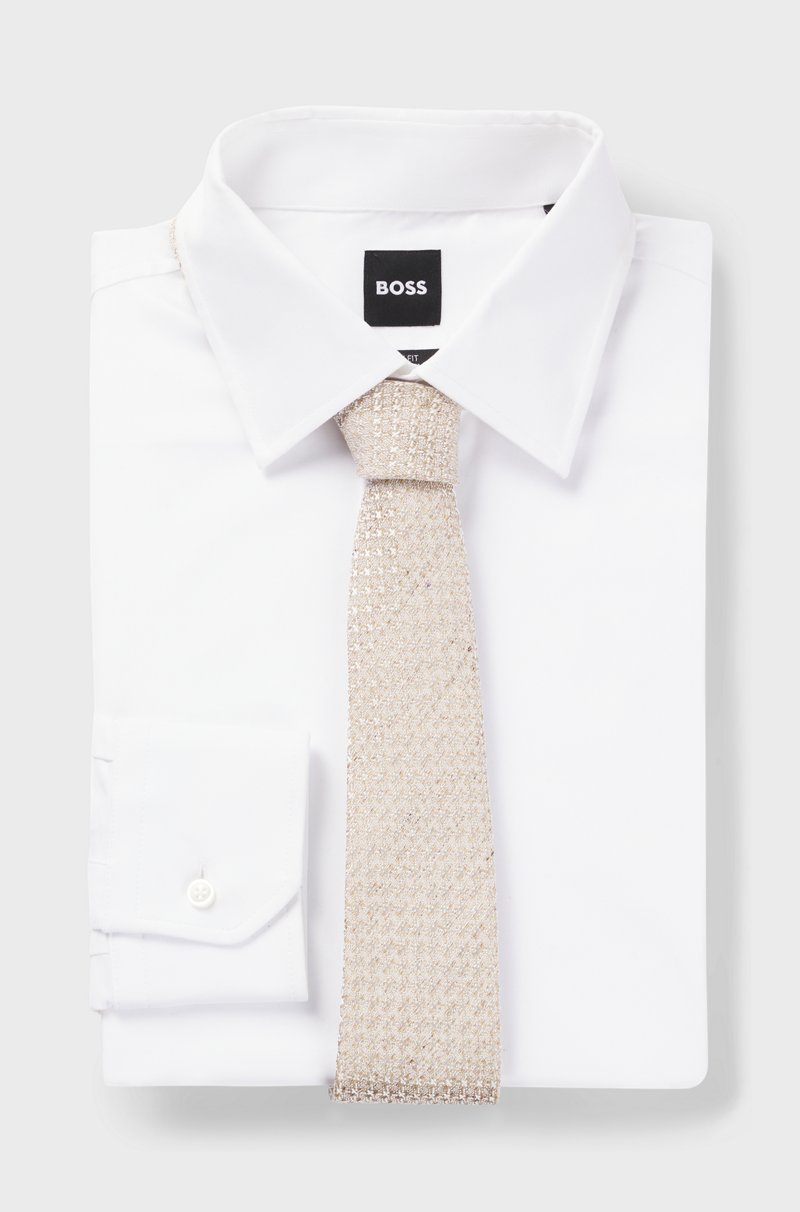 Hugo Boss Corbata estampada en seda y lino Envío internacional gratuito