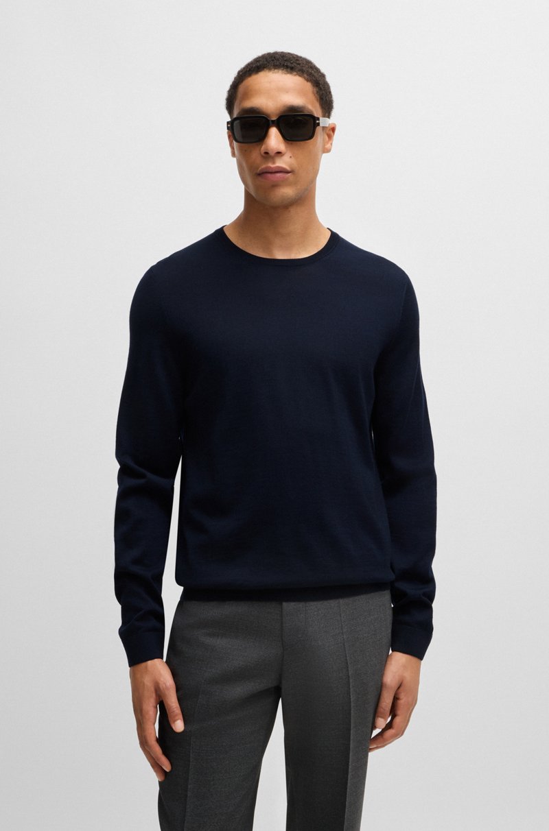 Hugo Boss Jersey slim fit de cuello redondo en lana merina Descuentos del mes
