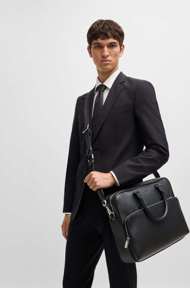 Hugo Boss Portadocumentos de piel italiana con logo grabado Última moda