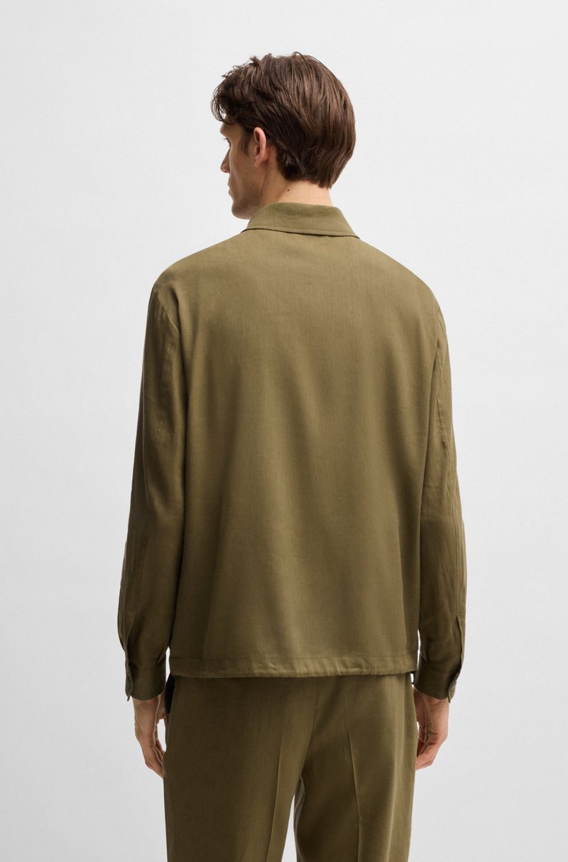 Hugo Boss Sobrecamisa relaxed fit con cremallera en mezcla de lino Ofertas de temporada