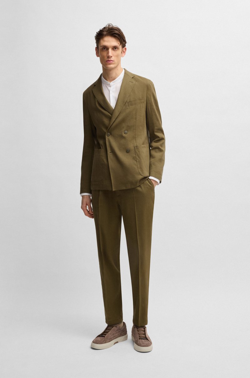 Hugo Boss Pantalones tapered fit en mezcla de lino Ofertas especiales