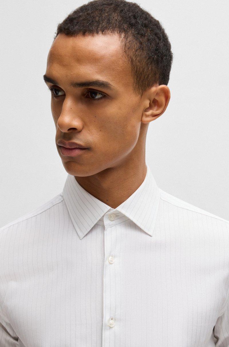 Hugo Boss Camisa slim fit en sarga de algodón a rayas Precio ultrabajo