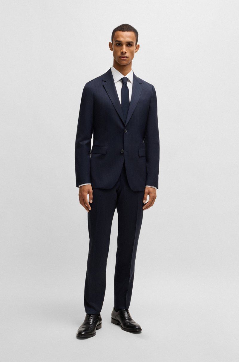 Hugo Boss Camisa slim fit en sarga de algodón a rayas Precio ultrabajo
