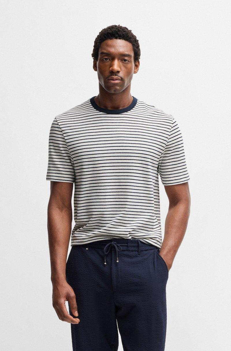 Hugo Boss Camiseta regular fit de algodón y lino Outlet
