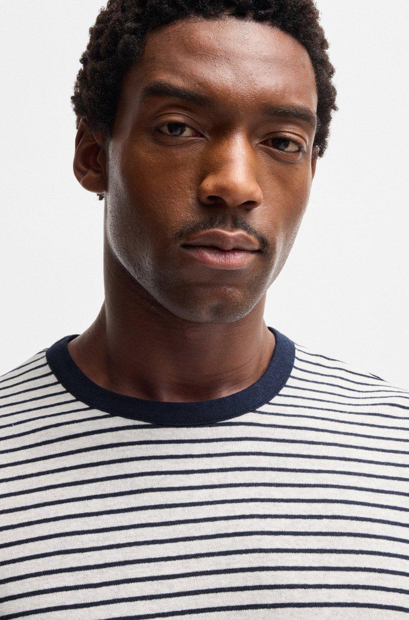 Hugo Boss Camiseta regular fit de algodón y lino Outlet
