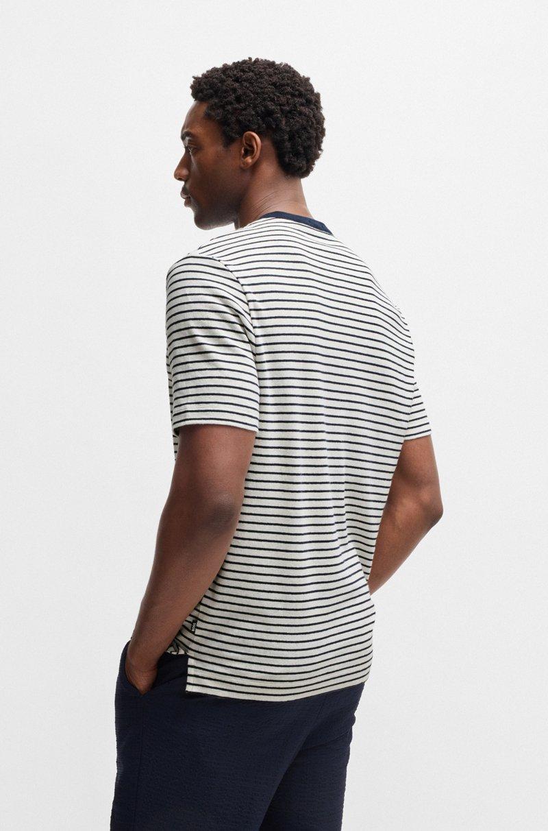 Hugo Boss Camiseta regular fit de algodón y lino Outlet