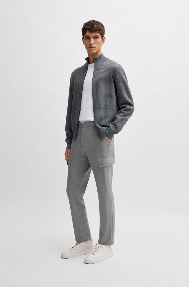 Hugo Boss Cárdigan de algodón con cremallera y raya diplomática Rebajas