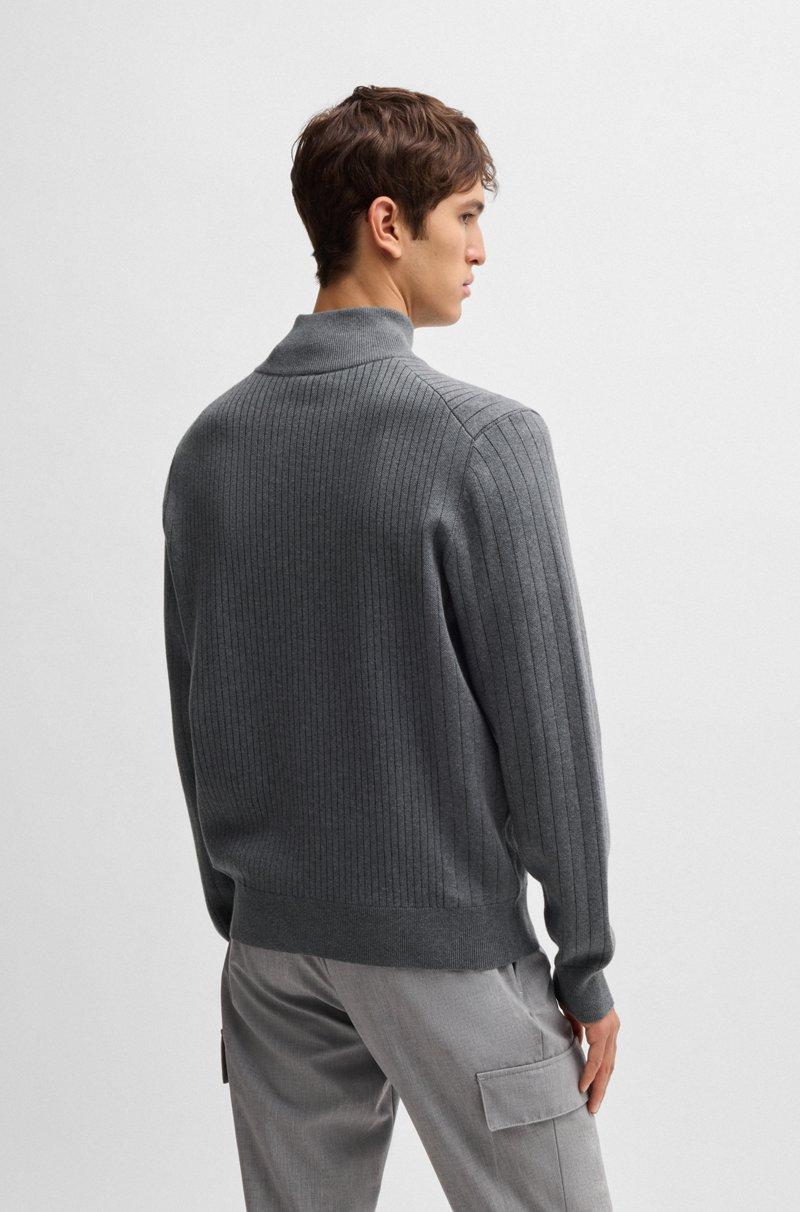 Hugo Boss Cárdigan de algodón con cremallera y raya diplomática Rebajas