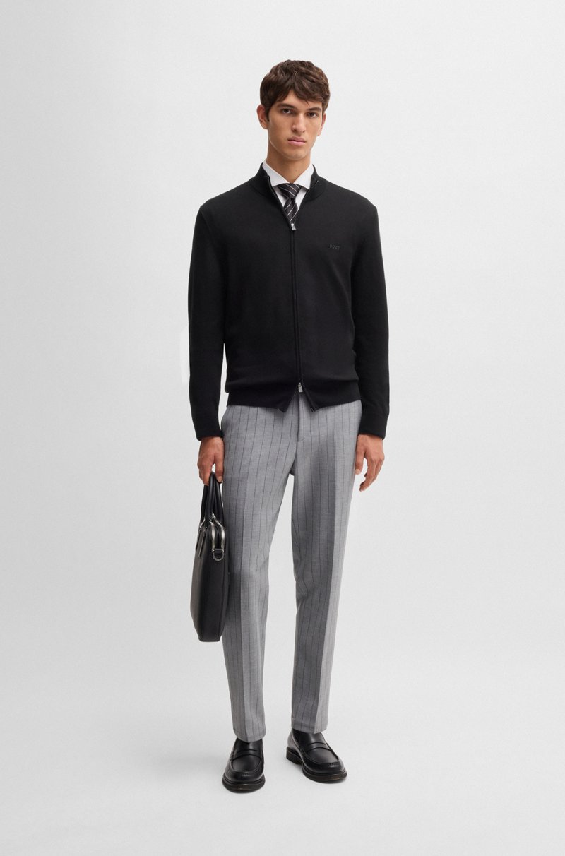 Hugo Boss Cárdigan en punto de algodón con cremallera y logo bordado En oferta