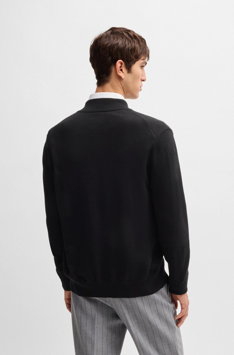 Hugo Boss Cárdigan en punto de algodón con cremallera y logo bordado En oferta