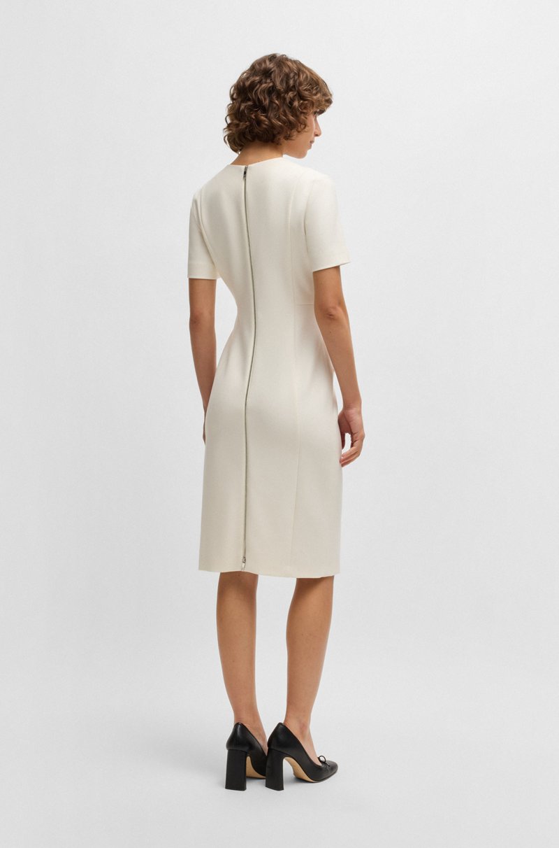 Hugo Boss Vestido de tejido elástico con escote en pico Descuento