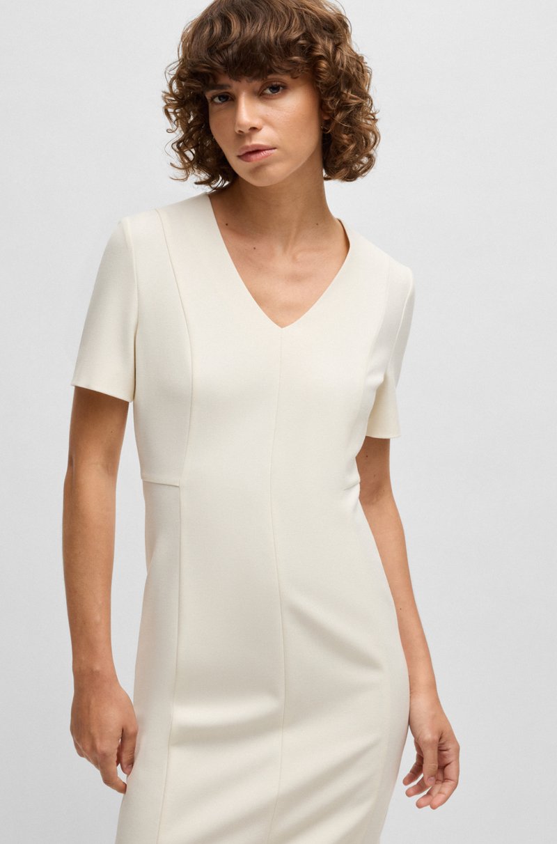Hugo Boss Vestido de tejido elástico con escote en pico Descuento