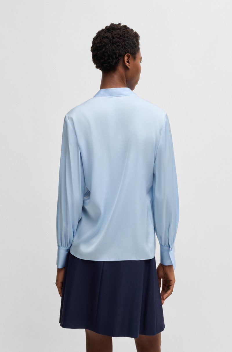 Hugo Boss Blusa relaxed fit en seda elástica con cuello ojo de cerradura Liquidación