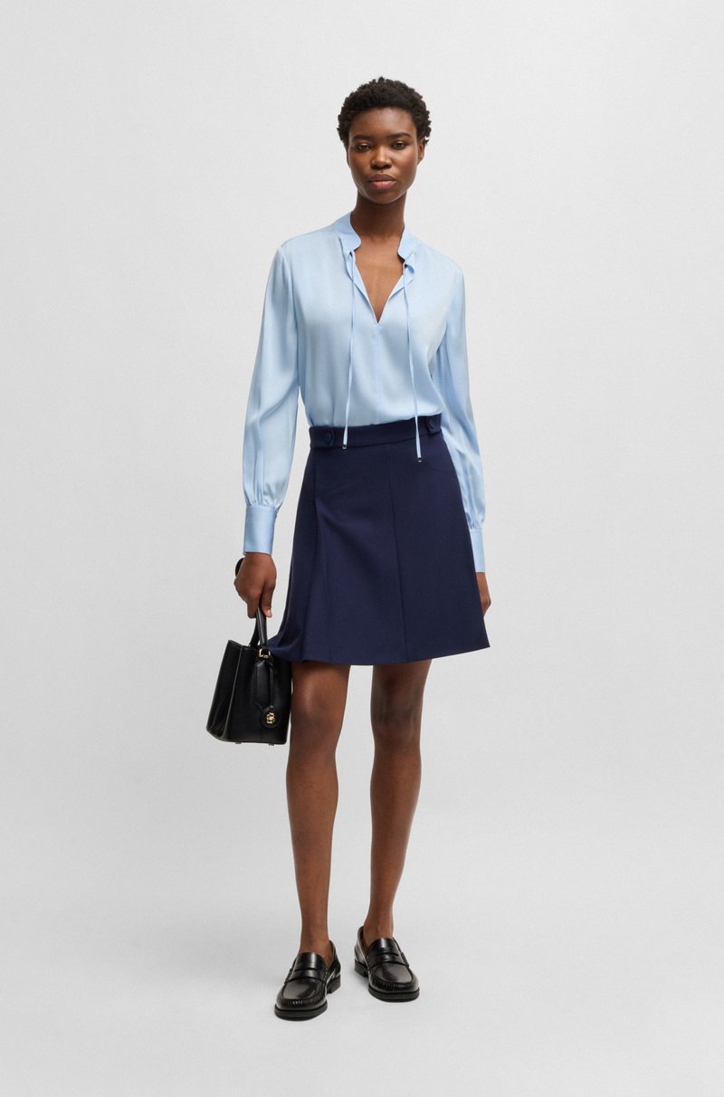Hugo Boss Blusa relaxed fit en seda elástica con cuello ojo de cerradura Liquidación