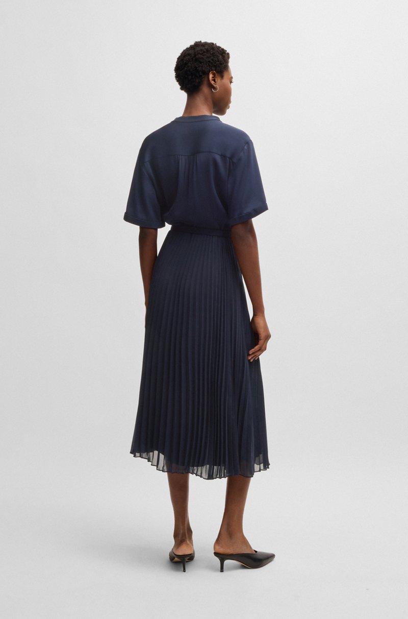 Hugo Boss Vestido con cinturón y falda plisada Rebajas top