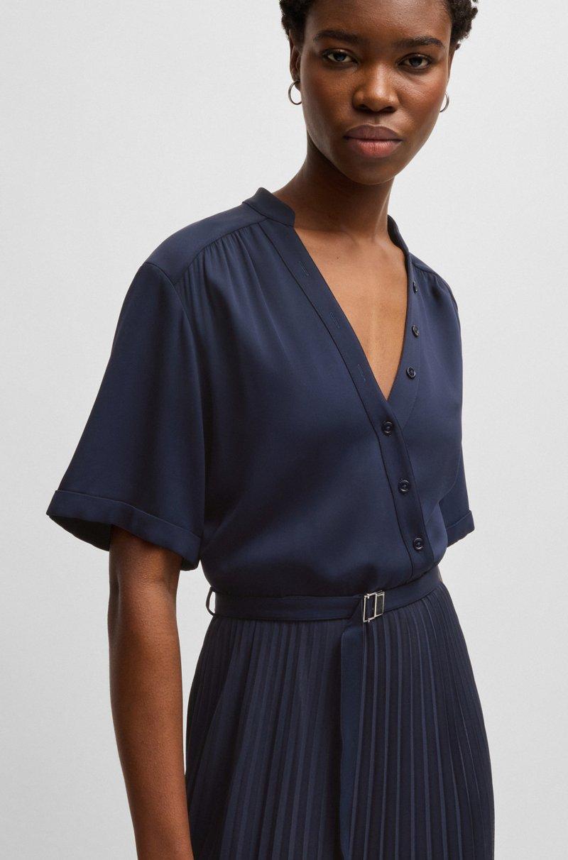 Hugo Boss Vestido con cinturón y falda plisada Rebajas top