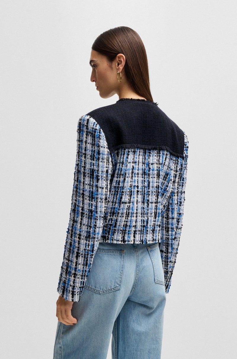 Hugo Boss Chaqueta de tweed con paneles en contraste y botones de nudo Últimos 3 días