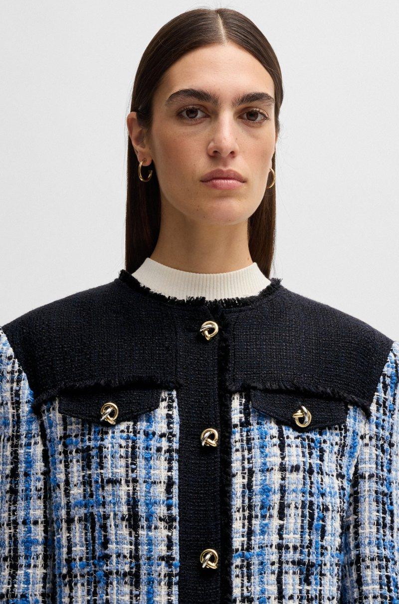 Hugo Boss Chaqueta de tweed con paneles en contraste y botones de nudo Últimos 3 días