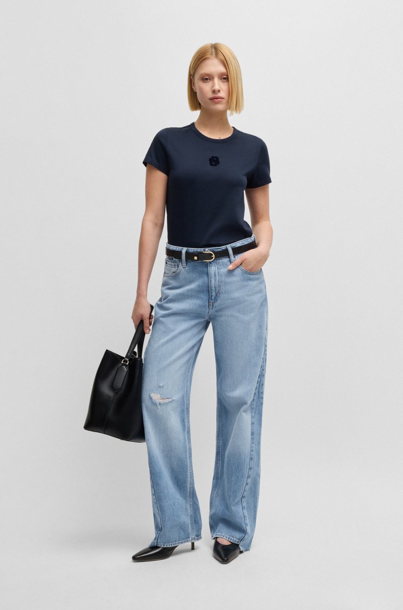 Hugo Boss Vaqueros de denim azul con pernera ancha y dobladillo escalonado ÚLTIMAS EDICIONES