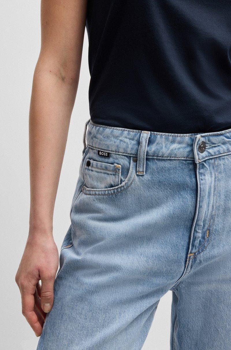 Hugo Boss Vaqueros de denim azul con pernera ancha y dobladillo escalonado ÚLTIMAS EDICIONES