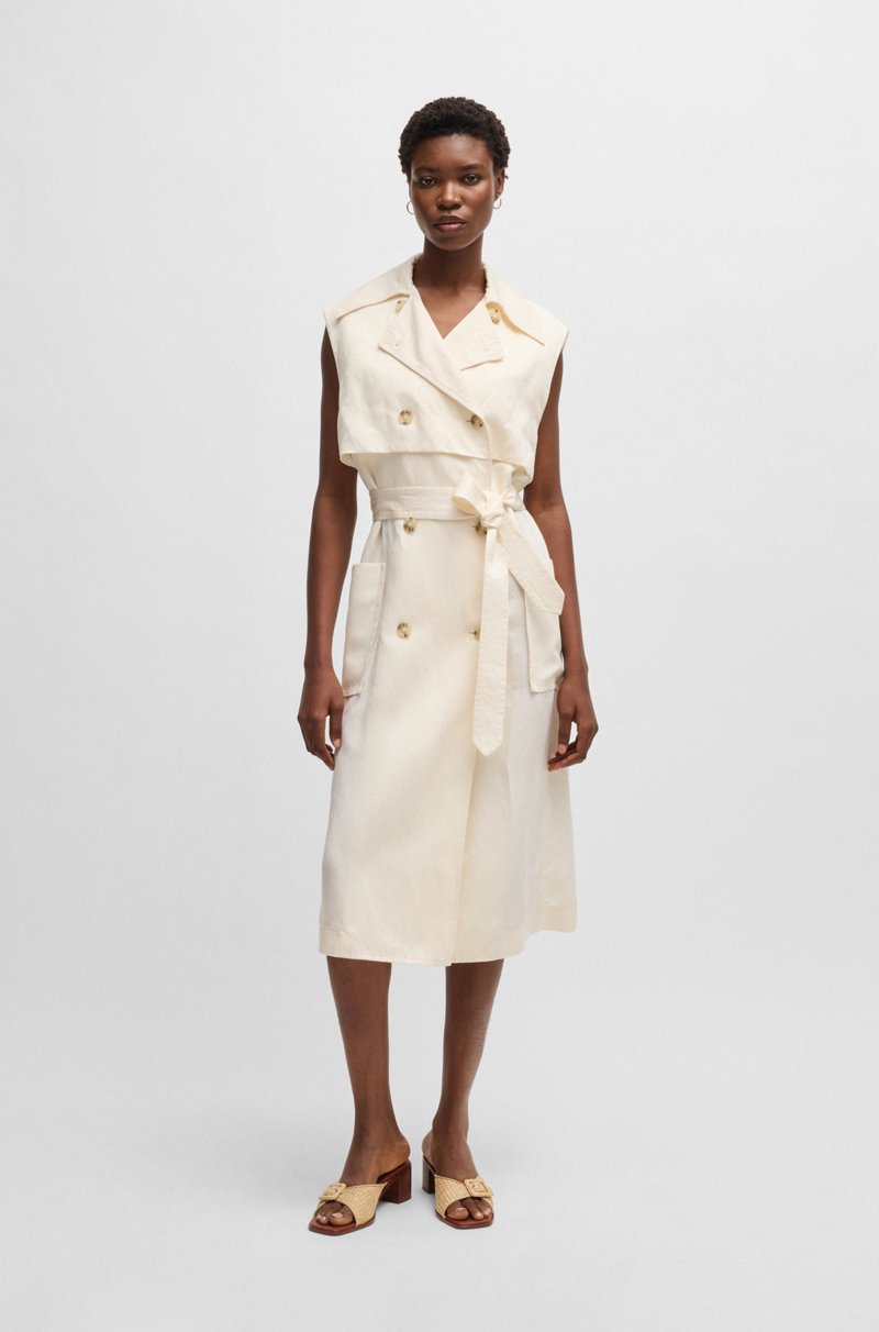Hugo Boss Vestido estilo gabardina sin mangas con cierre cruzado