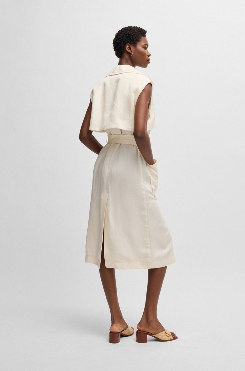 Hugo Boss Vestido estilo gabardina sin mangas con cierre cruzado Oferta especial de fábrica