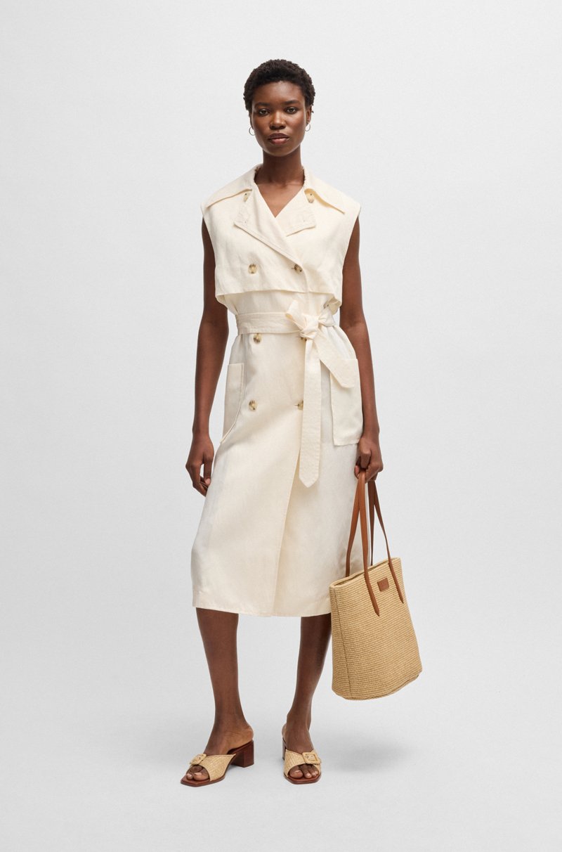 Hugo Boss Vestido estilo gabardina sin mangas con cierre cruzado Oferta especial de fábrica