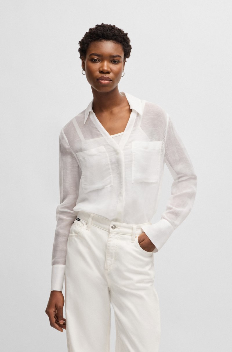 Hugo Boss Blusa de ramio con escote en pico y detalle en el cuello Solo queda un día