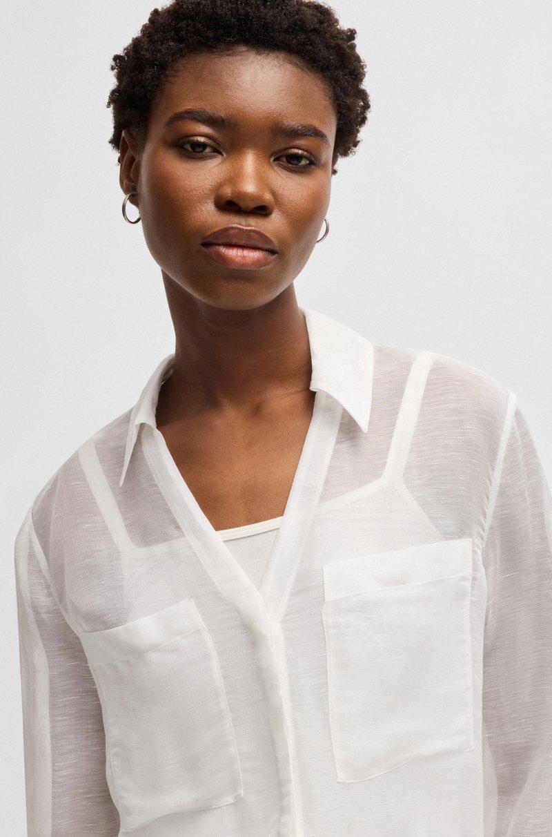 Hugo Boss Blusa de ramio con escote en pico y detalle en el cuello Solo queda un día
