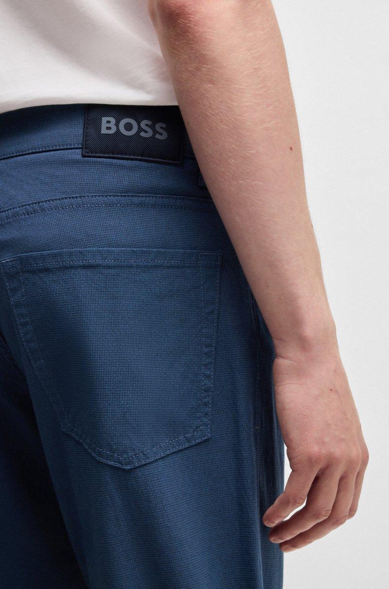 Hugo Boss Pantalones regular fit de tiro medio en dobby elástico Tienda de fábrica
