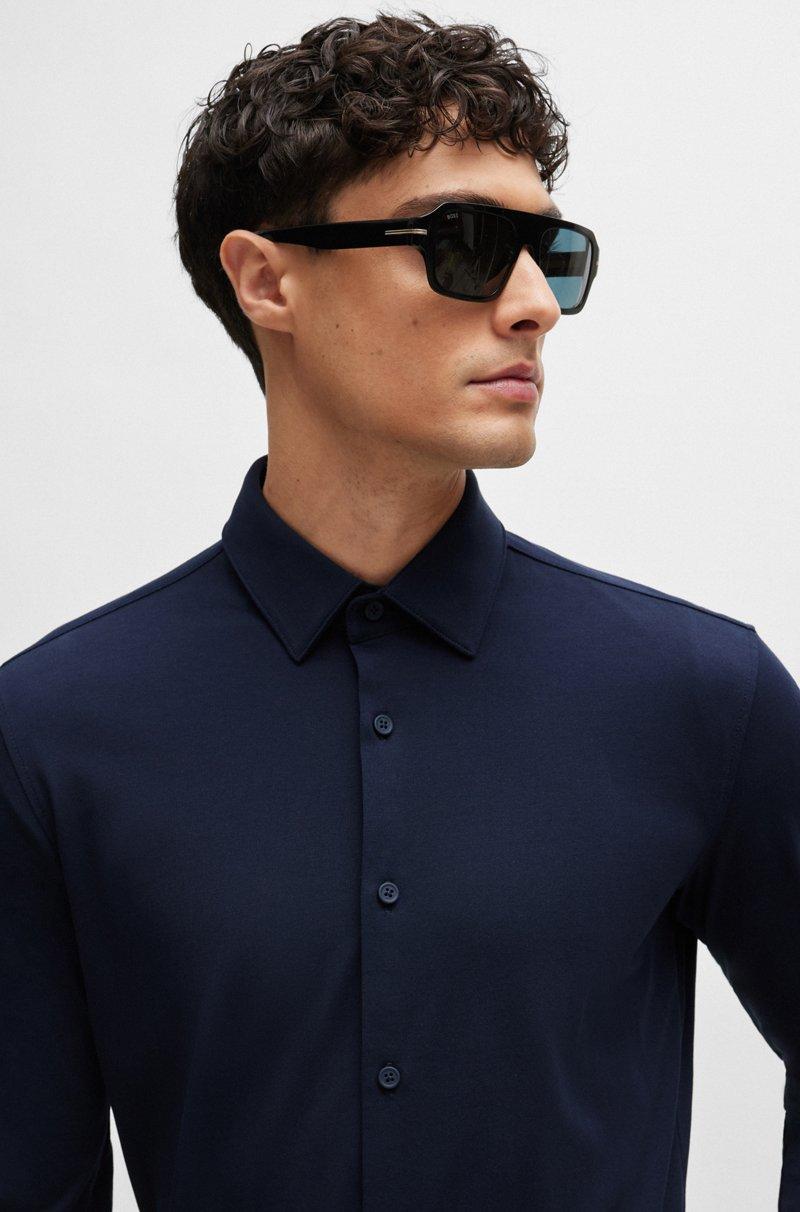 Hugo Boss Camisa slim fit de punto en mezcla de algodón elástico técnico Precios de Black Friday