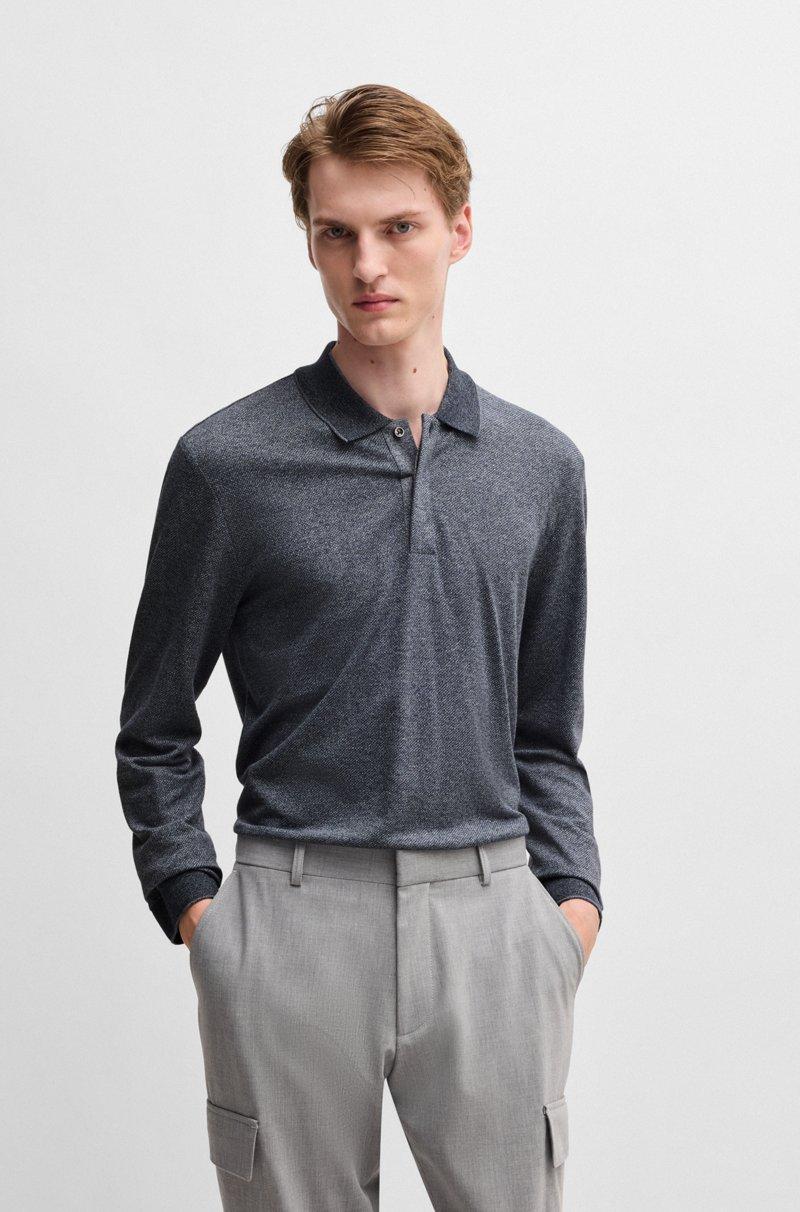 Hugo Boss Polo de punto de manga larga en mouliné de algodón y seda