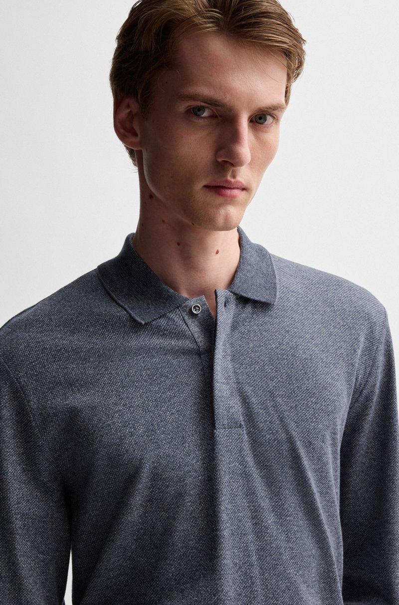 Hugo Boss Polo de punto de manga larga en mouliné de algodón y seda Descuentos del mes