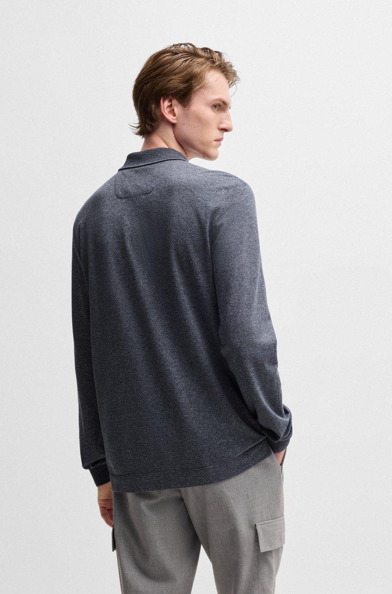 Hugo Boss Polo de punto de manga larga en mouliné de algodón y seda Descuentos del mes
