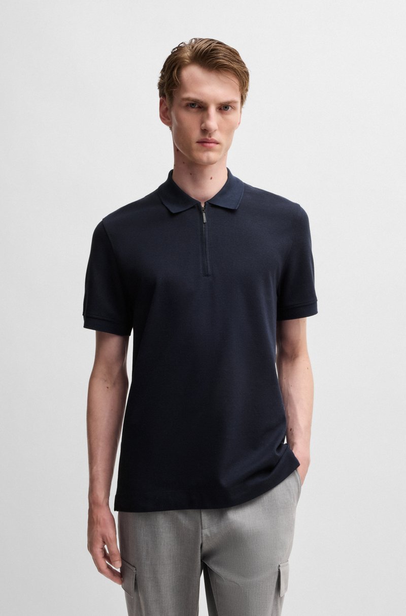Hugo Boss Polo de algodón y cashmere con cremallera en el cuello